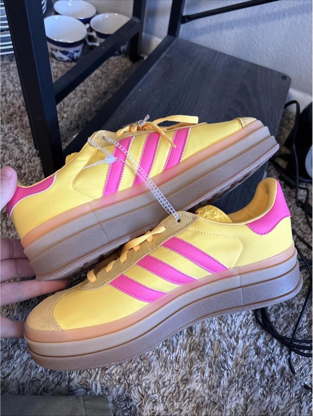 Adidas Originals Gazelle Bold Women's Shoes Yellow Lucid Pink Size 9.5 #IG4387 - Picture 9 of 12